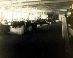 The factory floor, Plymouth Sportswear Company, Inc., Fall River, Massachusetts, 1940.