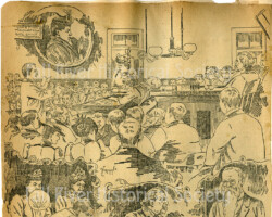 Illustration from a scrapbook (HK350) compiled by District Attorney Hosea M. Knowlton during the Borden trial. Sketch by William Norman Ritchie, The <em>Boston Post</em>, Boston, Massachusetts, June 1893.