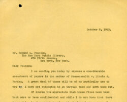 Letter, Edmund L. Pearson to Frank W. Knowlton, Sr., July 30, 1923. Wove paper, Crane Brothers, Westfield, Massachusetts.
