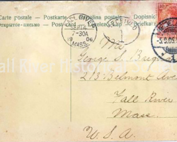 Postcard (BFC005), Heitelberg Castle, Heitelberg, Germany, sent by Emma L. Borden to George S. Brigham, September 4, 1906. Tinted calotype on paper. Zeidler & Vogel, Kunstanstalt, Germany.