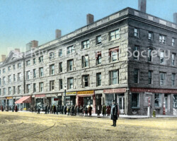 Postcard, the Granite Block, Fall River, Massachusetts, circa 1910; the law office of Attorney Andrew J. Jennings was located in this building. New England News Company, Boston, Massachusetts, and The City News Company, Fall River, Massachusetts, publishers.