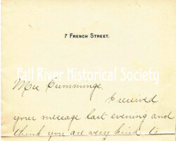 Letter (EC001), Emma L. Borden to Mrs. William Cummings, March 23, 1894. Wove paper, unidentified manufacturer.