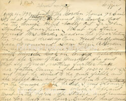 Holograph notes (JF002), Assistant City Marshall John Fleet, Fall River, Massachusetts, August 4, 1892. Wove paper; John Carter & Company, Boston, Massachusetts.