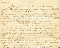 Holograph notes (JF003), Assistant City Marshall John Fleet, Fall River, Massachusetts, August 10, 1892. Wove paper; John Carter & Company, Boston, Massachusetts.