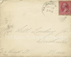 Letter envelope, Lizzie A. Borden to Mrs. William Lindsey Jr., January 18, 1893. Wove paper, unidentified manufacturer.